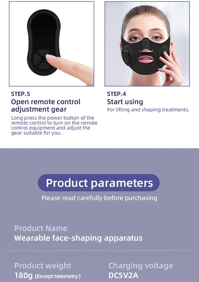 Black photon facial beauty mask device with USB connection cable