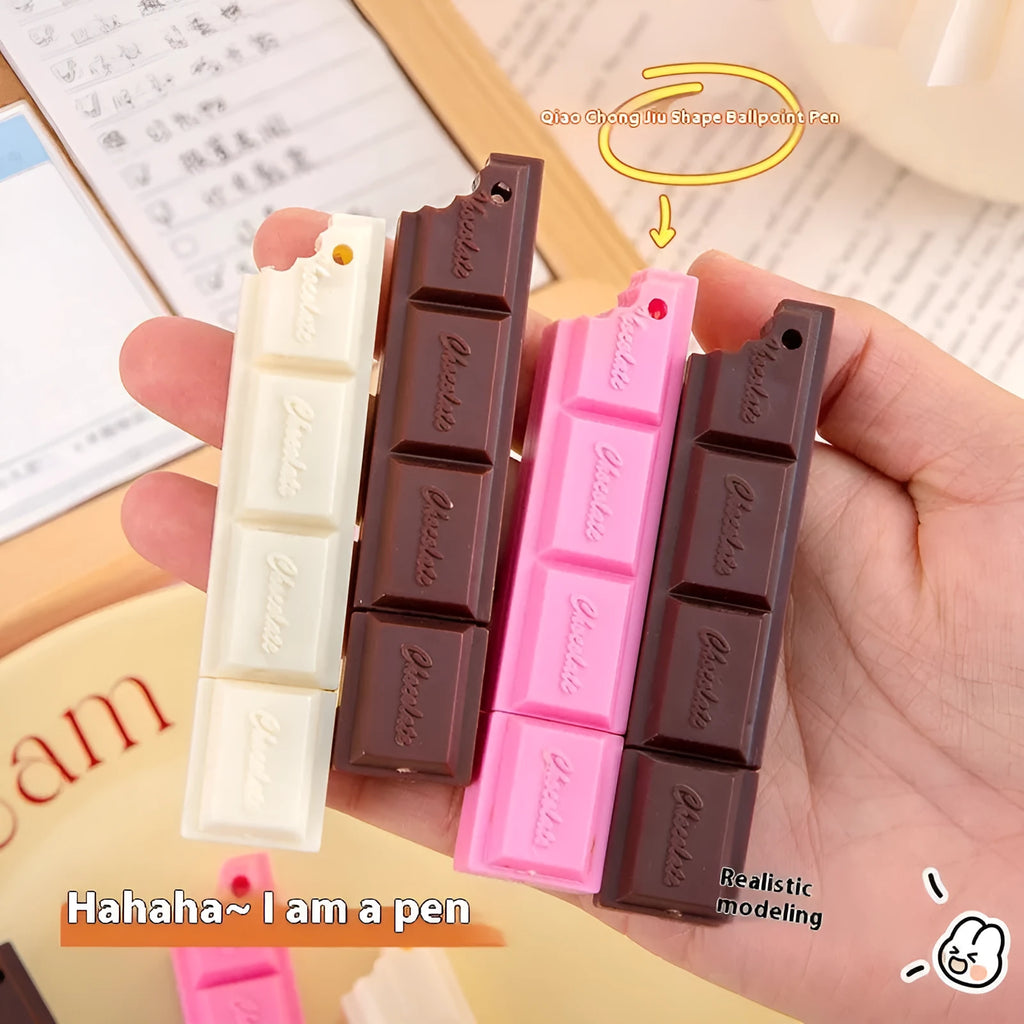 Chocolate ballpoint pen with cartoon food design and 0.5mm bullet tip