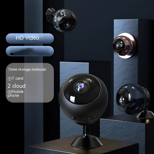 1080p wireless WiFi security camera in ABS plastic housing with USB cable