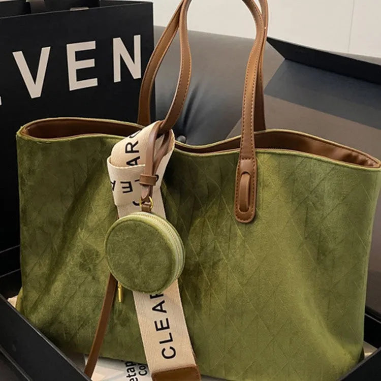 Large horizontal square shoulder tote bag in polyester with zip pocket interior available in four colours