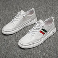 Summer breathable unisex casual shoes with inner increase, leather upper, round toe, white colour