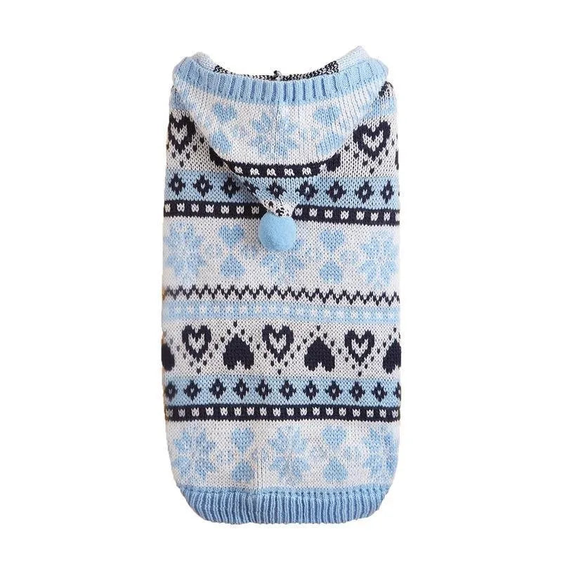 Striped camouflage dog sweater on small Bichon breed in pink colour