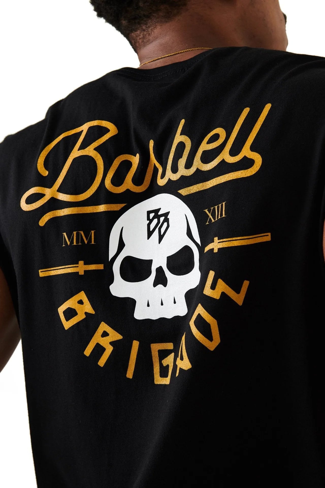 Black gold cotton moisture wicking short sleeve round neck T-shirt for men
