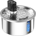 White or black stainless steel pet water fountain with heating base and circulation pump