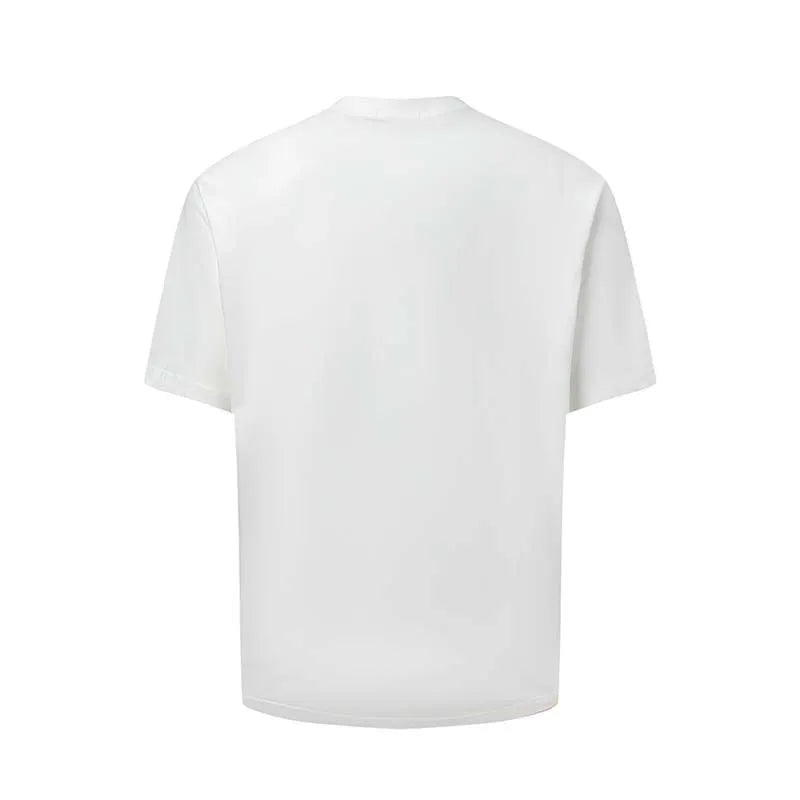 Men's blue loose fit t-shirt with American retro style letter printing on the front.