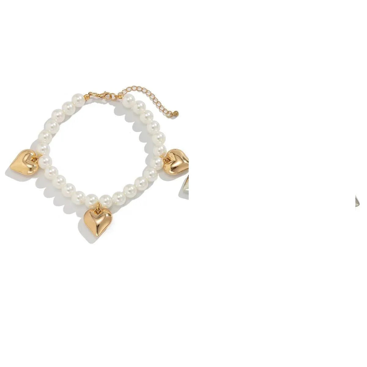 Heart-shaped pearl beaded jeans chain in mixed colour, plastic resin women's accessory