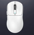 Rechargeable three-mode Bluetooth mouse in black, shown with USB receiver and coiled parachute cable.