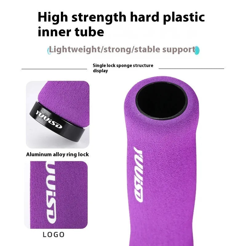 Ultra-light 41g sponge mountain bike handlebar grips in black, purple and biange colour options