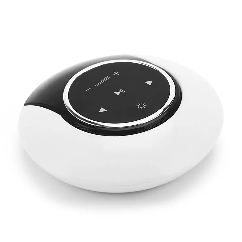 Creative folding Bluetooth speaker and LED desk lamp with touch controls on a desk.