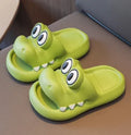 EVA platform parent child sandals with animal patterns in pink, green, yellow, and blue colours