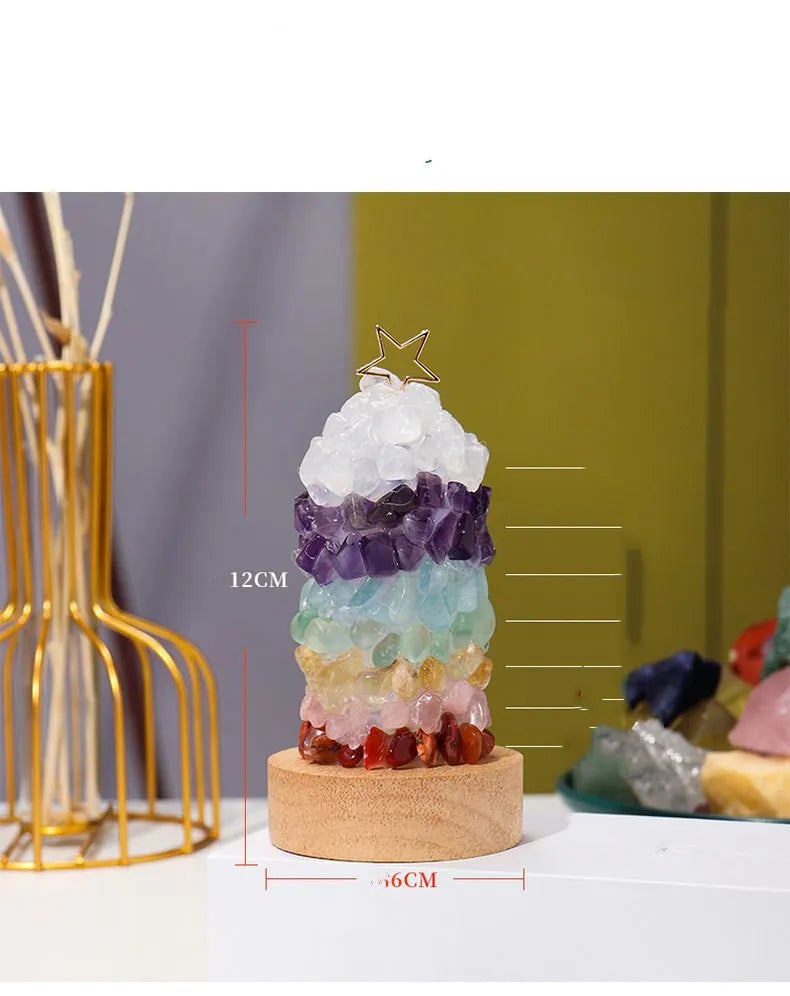 Natural crystal gravel small night lamp with geometric shape and warm light, USB powered