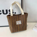 Japanese style corduroy handbag in ivory white, grey, or dark brown with large capacity design