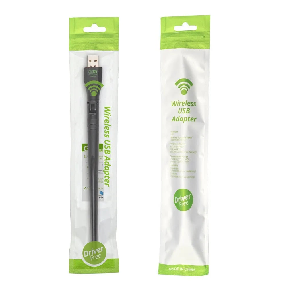 Black USB WiFi 6 wireless network card adapter for desktop PC and laptop connectivity.