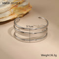 Women's stainless steel opening bracelet with geometric line design in gold or steel colour with 18K electroplated finish