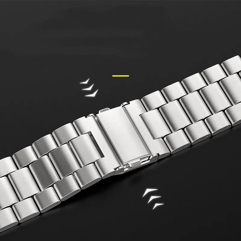 Three stainless steel metal watch bands for iWatch models 38/40/41mm and 42/44/45mm in five colours