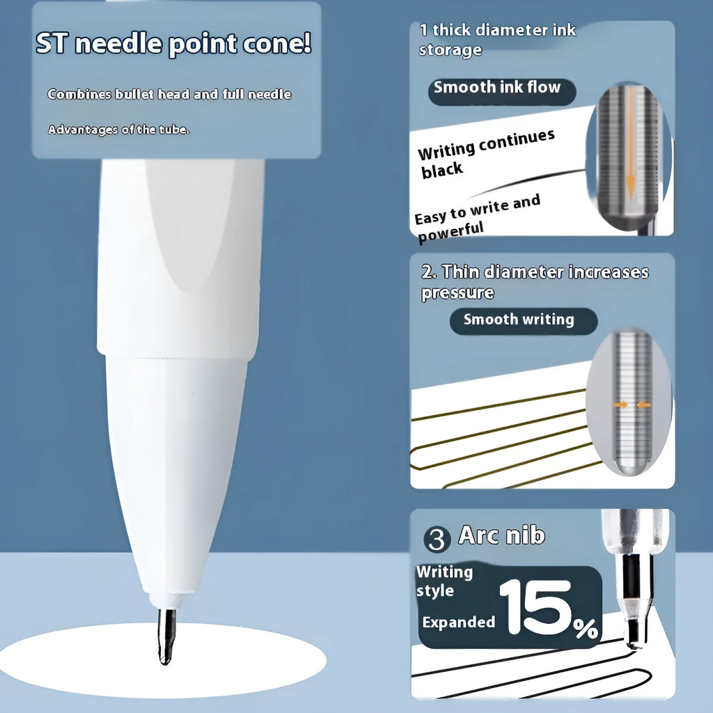Quick-drying ballpoint pen refill multipack in black, red, blue, and ink blue colours