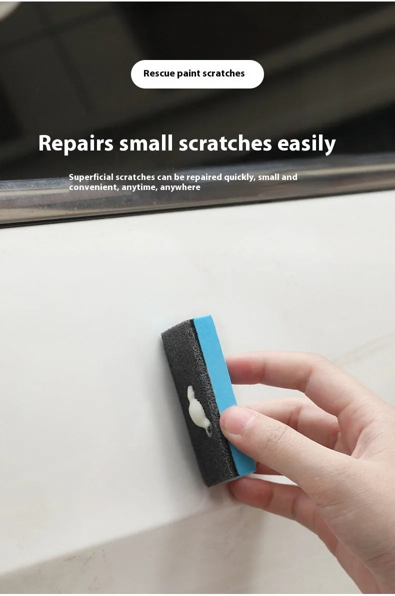 Car repair wax kit with Scratch Removal A Wax, Brightening B Wax, and a frosted sponge mop for paint restoration.