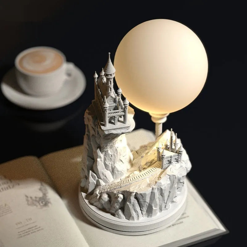 White composite gypsum table lamp with regular style design for bedroom night light use