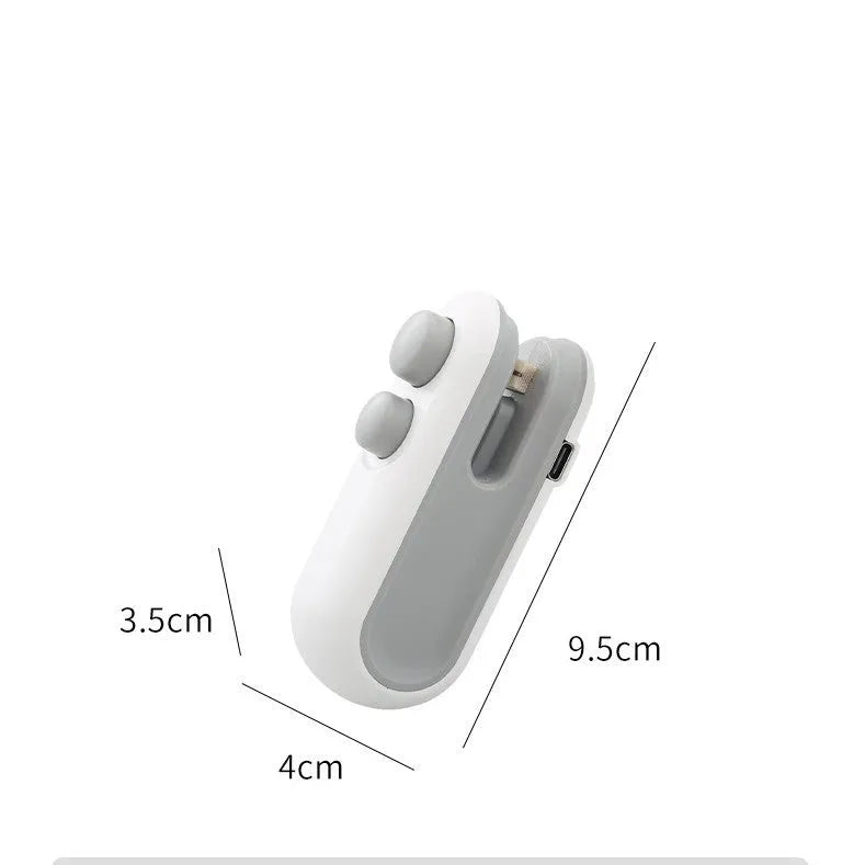 Handheld white heat sealer with magnetic back and Type-C USB charging port