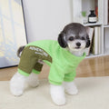 Dog four-legged thickened polyester pet clothes in green for winter use