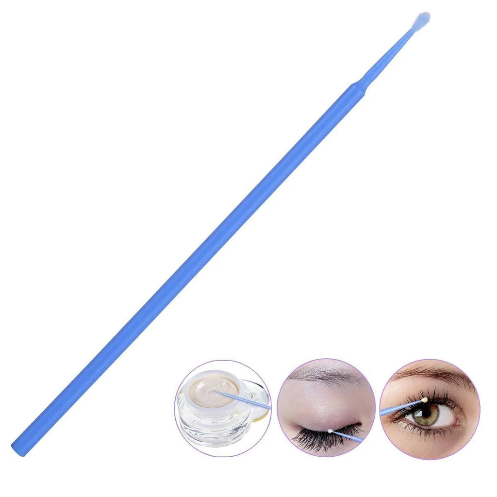 Disposable micro applicator brushes with coloured handles for eyelash extensions and makeup