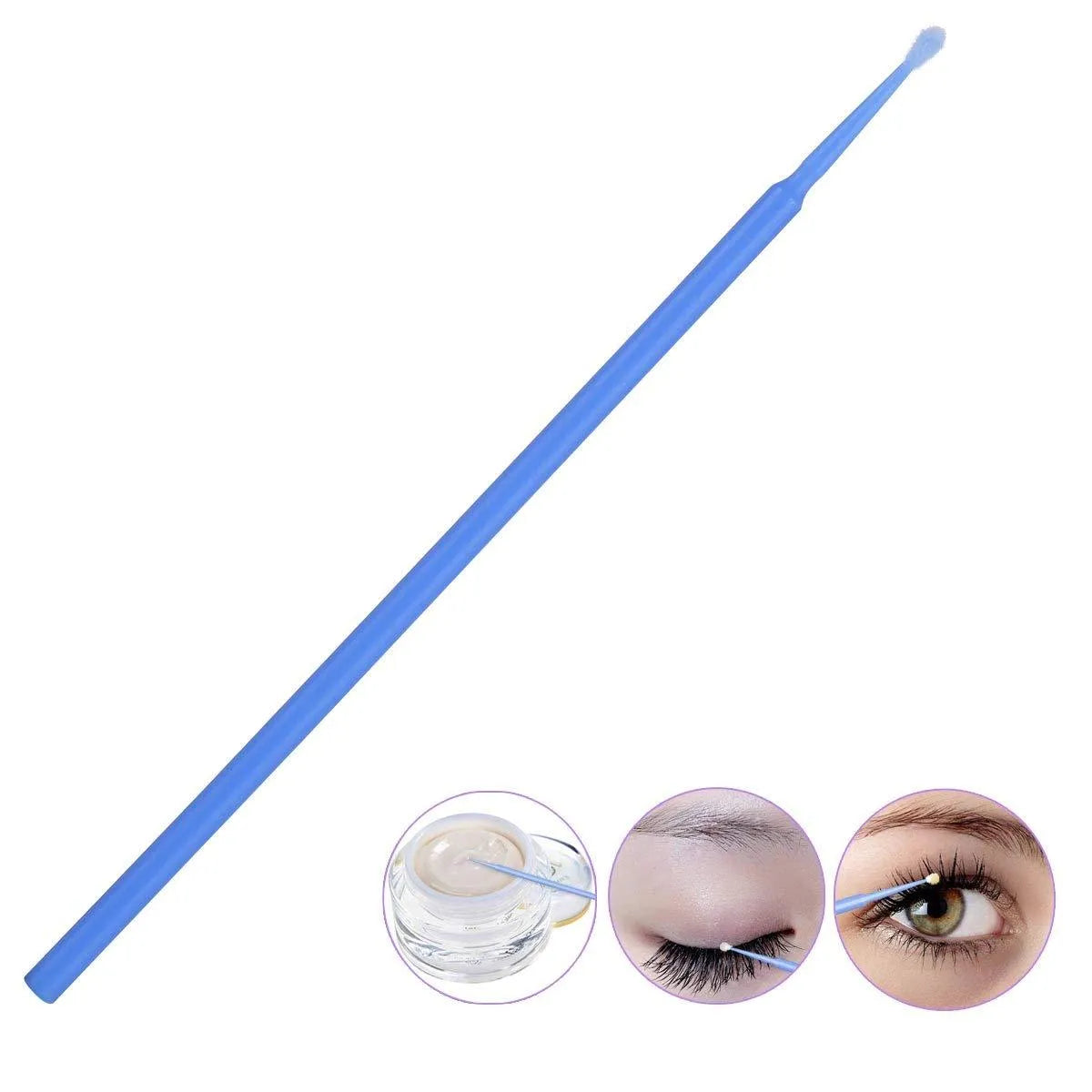 Disposable micro applicator brushes with coloured handles for eyelash extensions and makeup