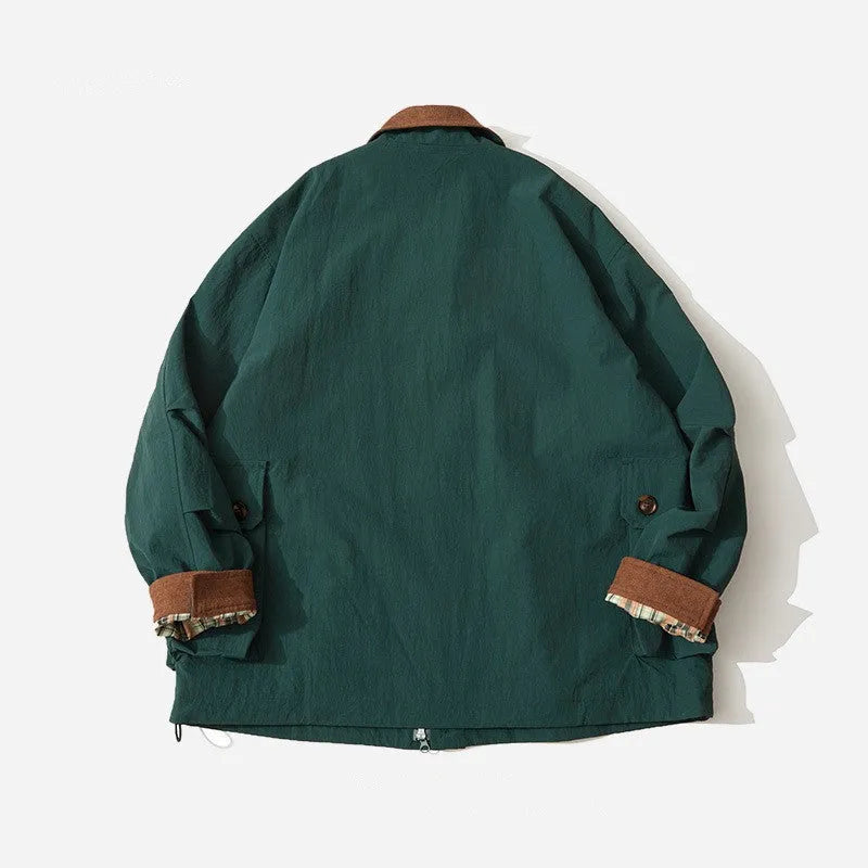 Solid colour casual jacket for men and women with side seam pockets in apricot or green