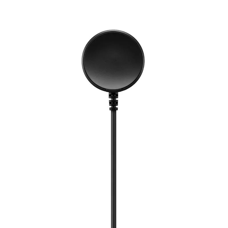 Black plastic USB watch charger with fast charging cable, 34mm length