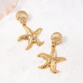 Gold starfish shell drop earrings for women exaggerated personality design