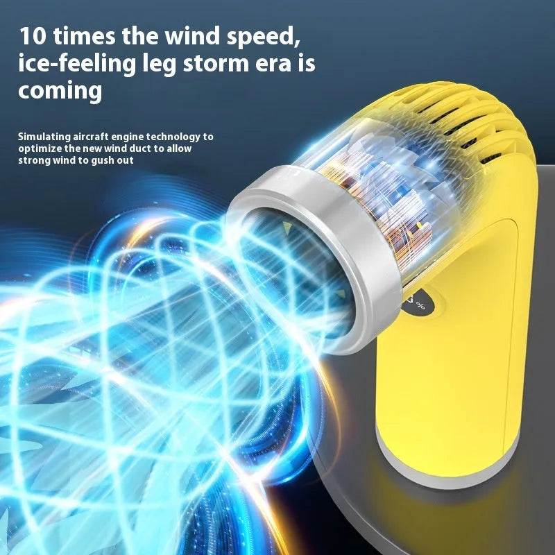 Creative bladeless turbine desk fan in apricot, pink, or yellow colour.