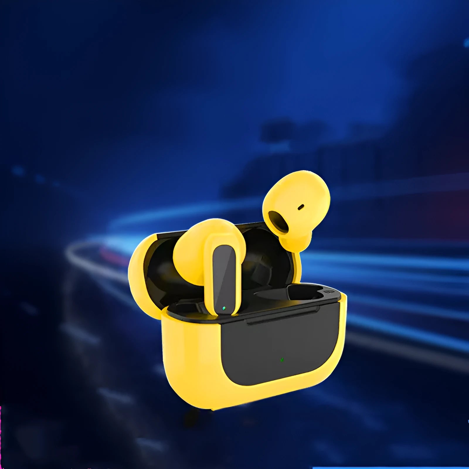 Yellow Jerry cartoon wireless Bluetooth headphones with earplug design and charging cable