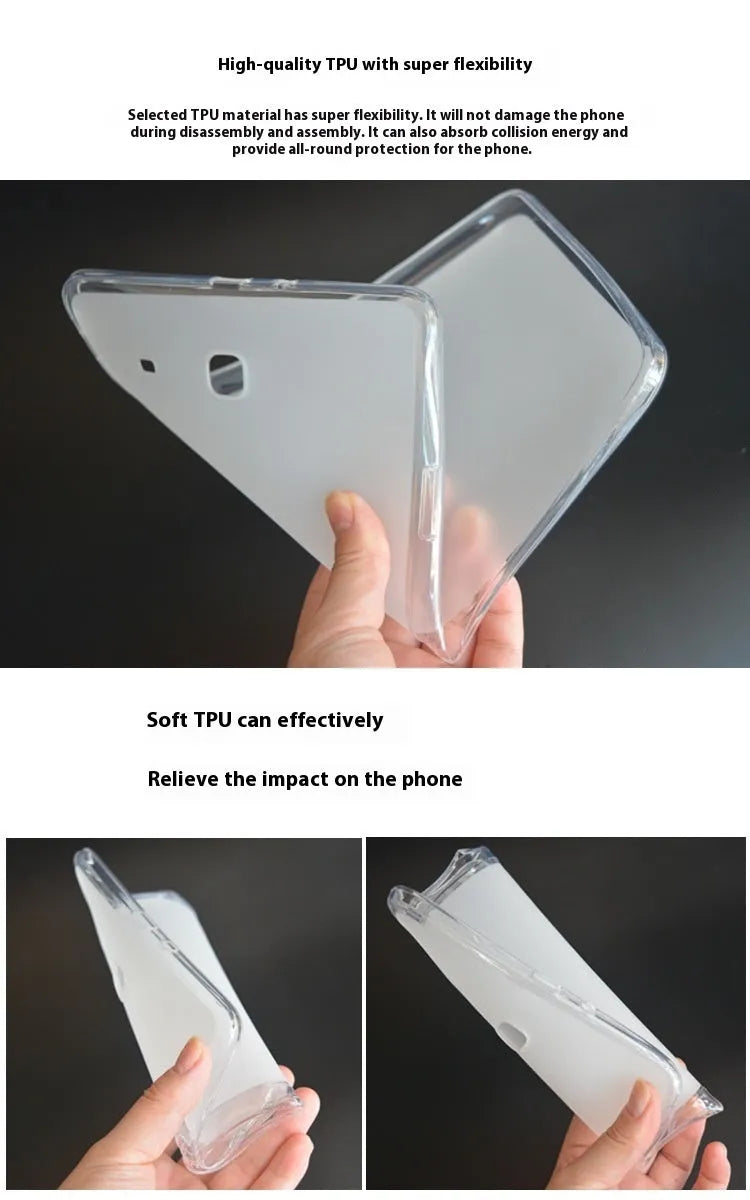 Clear transparent white ultra-thin silicone protective case for a tablet.
