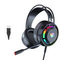 Black wired computer gaming headset with microphone, over-ear design with 50mm drivers and 2.2m cable
