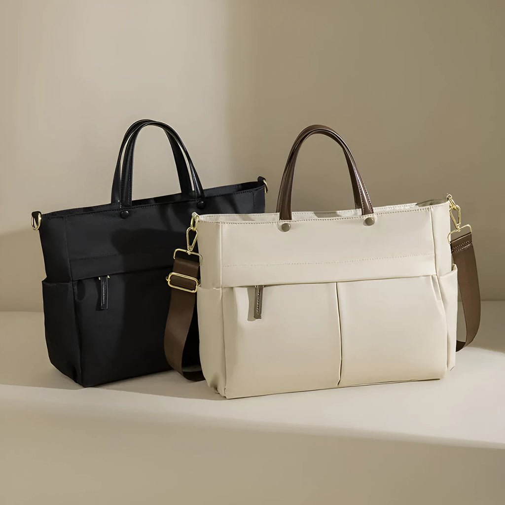 Women's large capacity oxford cloth briefcase showing 36cm length and open pocket design