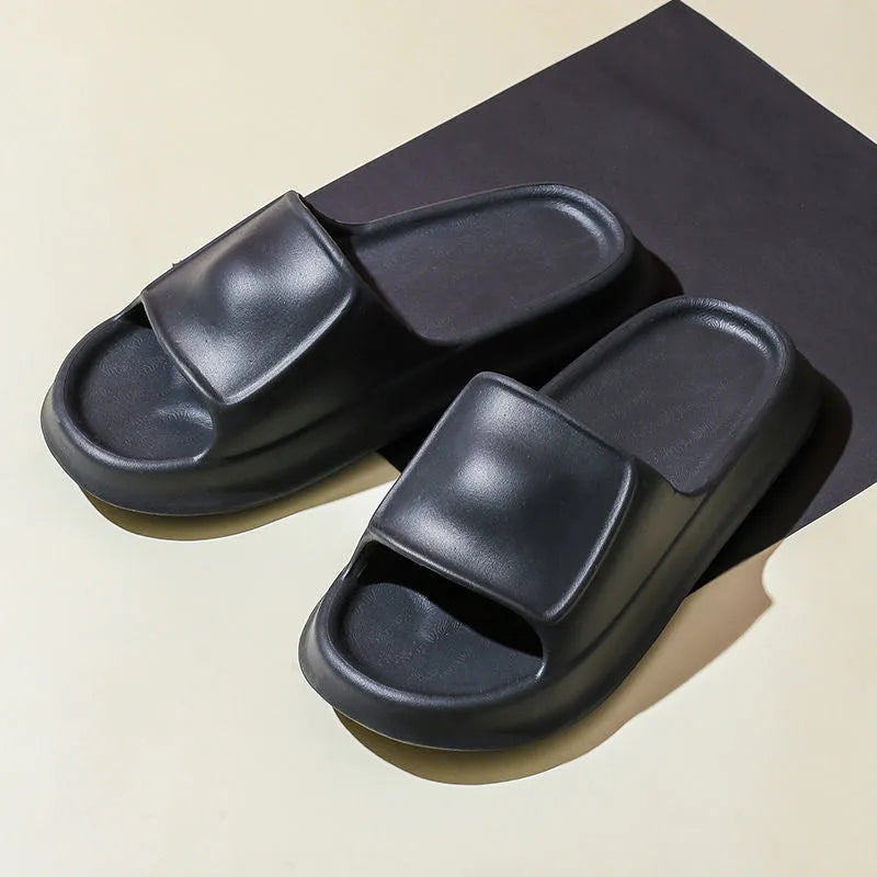 Soft thick sole EVA unisex slippers in multiple colours on a white background
