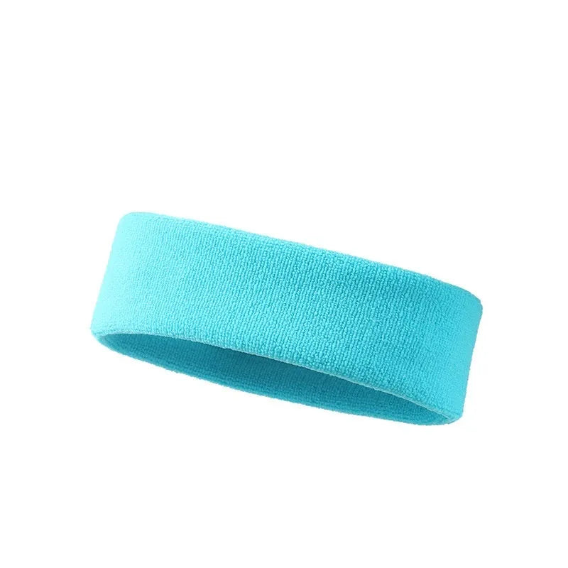 Elastic widening sports anti sweat headband in solid colours: black, blue, red, rose red, sky blue.