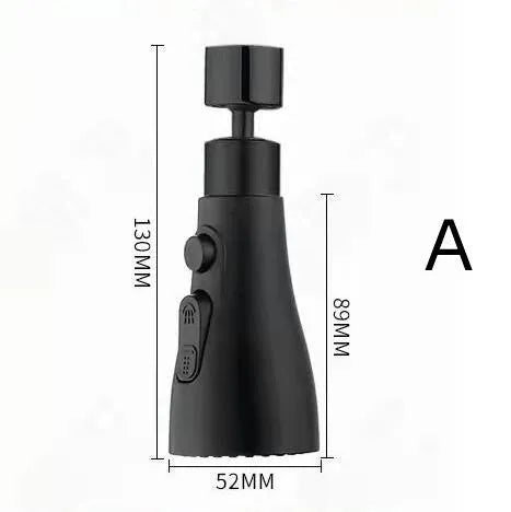 Universal Pressurized Faucet Sprayer in matte black with 360 degree rotating head and three spray modes