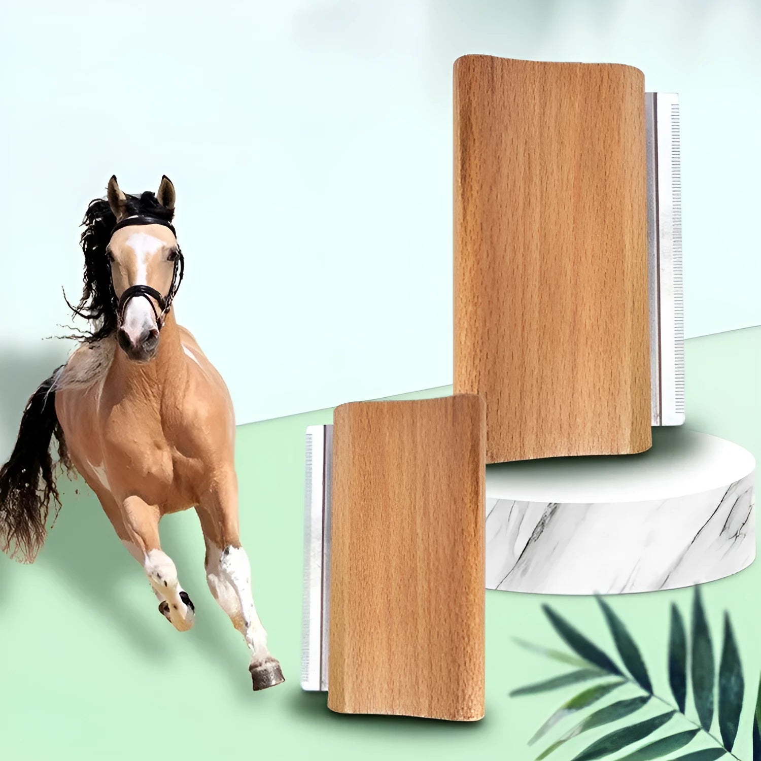 Natural beech wood dog fur comb for pet grooming and shedding with size options