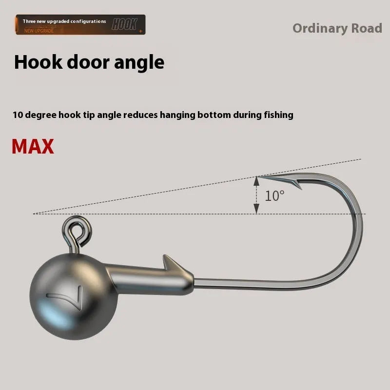 Set of 50 reinforced steel jig hooks with lead-headed design and primary colour finish