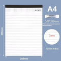 A4 tearable notebook with wireless adhesive binding, showing grid and lined page options