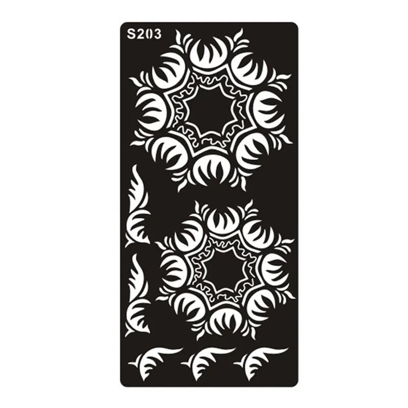 Geometric hollow tattoo template sticker on water transfer paper in Southeast Asian style