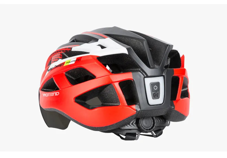 USB rechargeable bicycle taillight in black mounted on helmet with 3 lighting modes