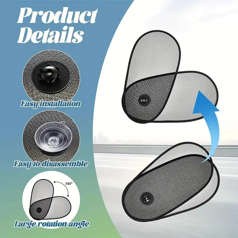 Breathable car window shades with suction cups attached to vehicle side window