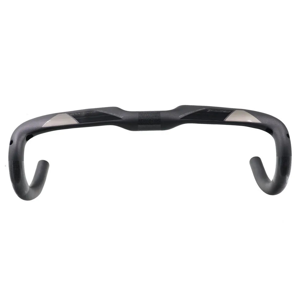 Wei Bike matt black carbon fibre road bike handlebar showing its bent shape and clean finish.