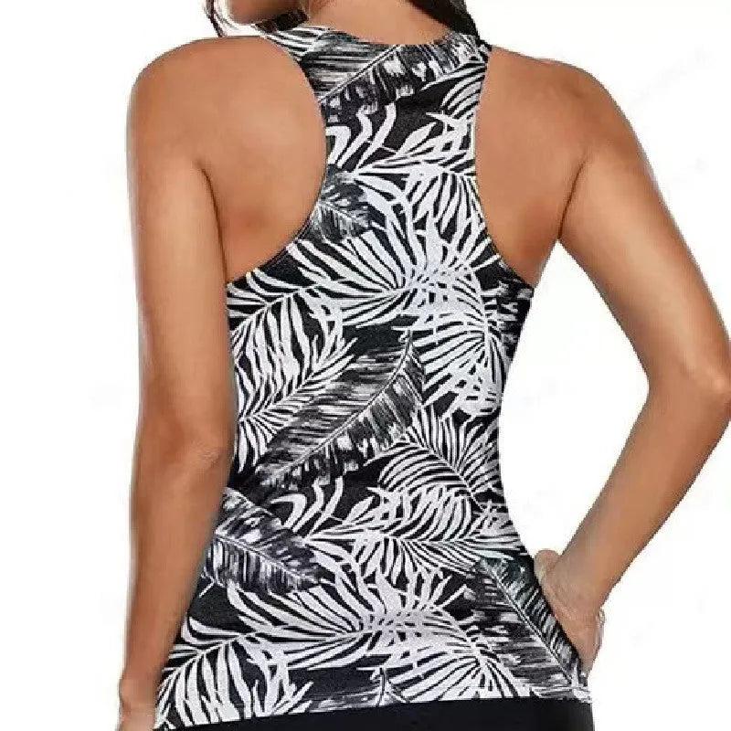 Women's fashion bikini swimsuit with a split bow design, shown in one of three available colours.