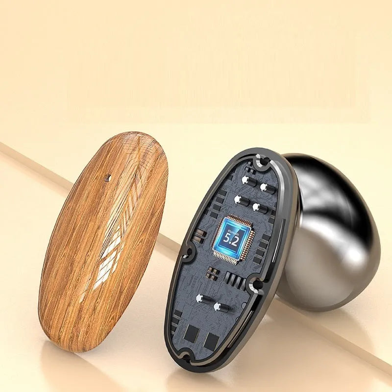 M35 wood grain finish TWS Bluetooth headphones with charging case