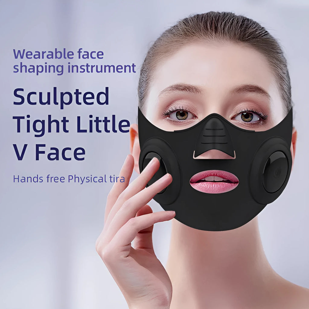Black photon facial beauty mask device with USB connection cable