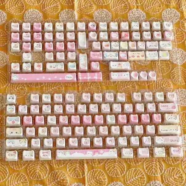 Meow Meow Team 141-piece full set of plastic keycaps with sublimation printing for mechanical keyboards.