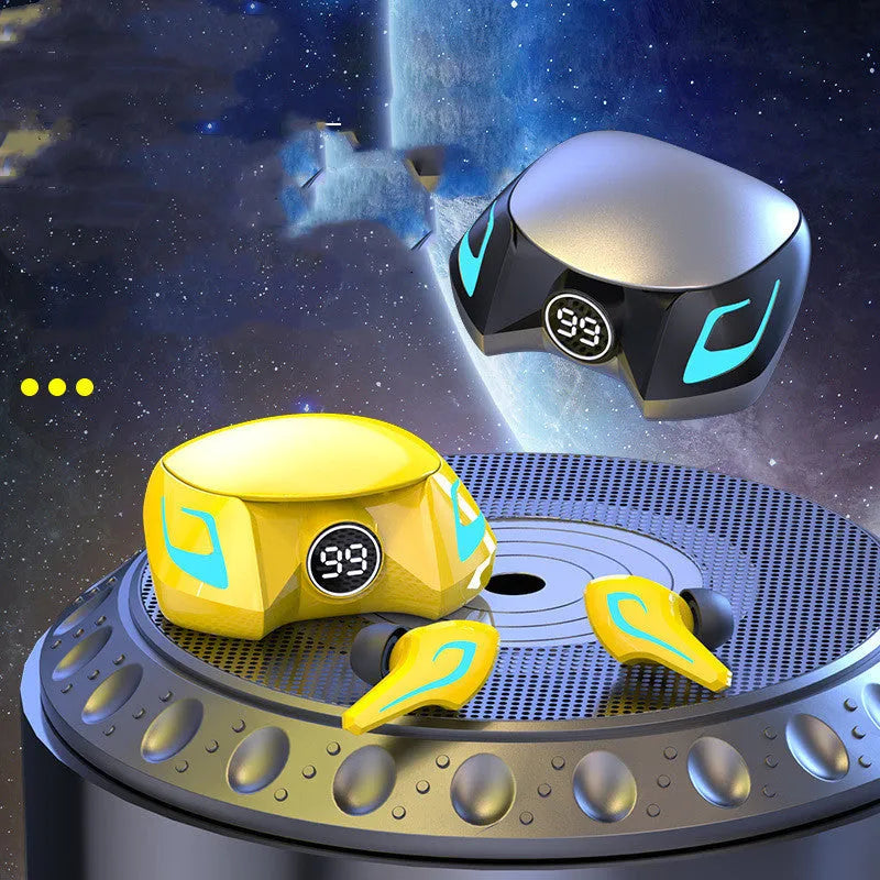 Bluetooth gaming headset earphones in black, grey or yellow colours with wireless connectivity