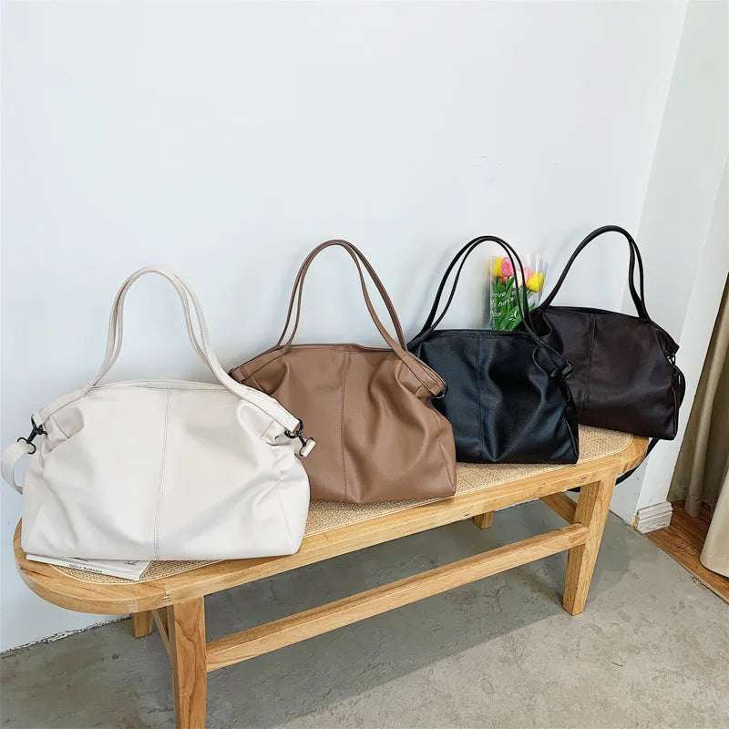 Large soft surface messenger tote bag with shoulder strap in four colour options